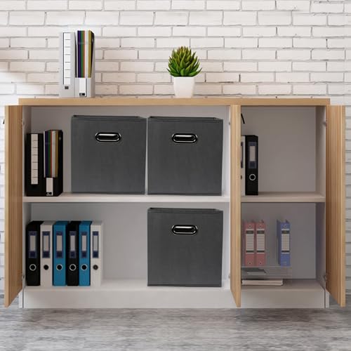 Fabric storage bins Cubes, Fabric Cube Organizer with Handle, Foldable Cube Bins for Cloth or Accessary Storage, 11x11x11, Set of 10, (Gray) - color: Gray, size: 10 Pack
