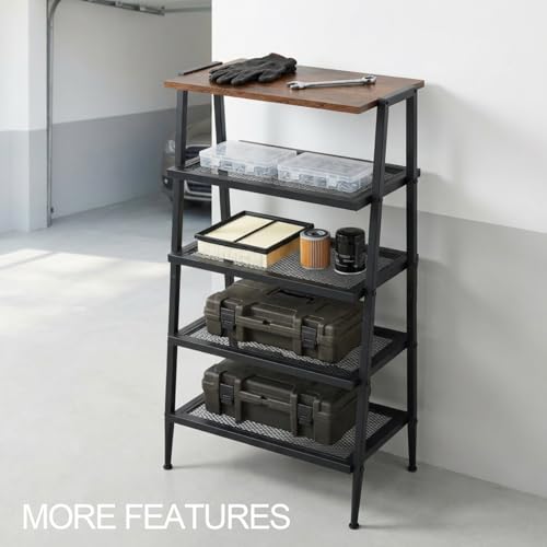 A-Shape Shoe Rack, 5-Tier Heavy-Duty Shoe Organizer with Wooden Top & Mesh Shelves, Space-Saving for Entryway, Bedroom, Hallway(31.97" H, Holds 10 Pairs, Rustic Brown) - size: 17.32" X 10.24" X 31.97"