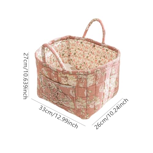 Boho Fabric Storage Basket, Boho Laundry Basket with Handle, Floral Pattern Foldable Laundry Baskets, Large Capacity Tote Bag Convenient for Organizing Clothes and Sundries (Pink) - color: Pink