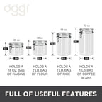 Oggi 4pc Clear Canister Set with Clamp Lids Airtight Containers in Sizes Ideal for Kitchen & Pantry Storage of Bulk, Dry Foods Including Flour, Sugar, Coffee, Rice, Tea, Spices & Herbs - size: 4-Piece Value Set