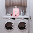 Large Liquid Laundry Detergent Dispenser with Spigots and Measuring Cups,108oz Leak-Proof Glass Fabric Softener,Reusable Glass Detergent Dispenser for Laundry Room Organizer and Storage(1)