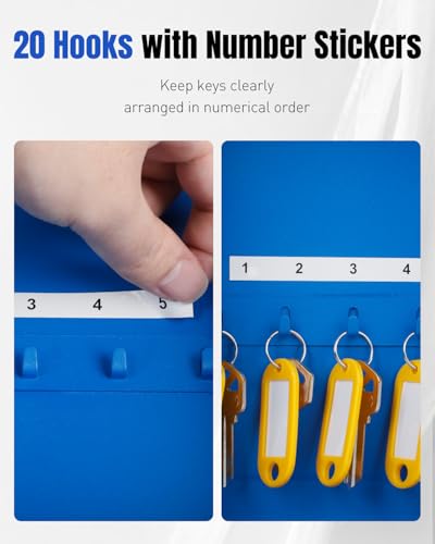 Uniclife 20 Keys Key Lock Box with Code, Wall Mount Lock Box for Keys with Code, Key Organizer with Tags, Key Cabinet, Key Storage Box for Home Office & Company, Blue - color: Blue, size: 20 Keys