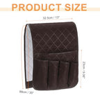 uxcell 1 Pcs Recliner Armchair Caddy, Couch Armrest Organizer with 5 Pockets for Bedside Sofa Remote Control Holders Magazine Phone Book Glasses (Brown, 35"x13") - color: Brown
