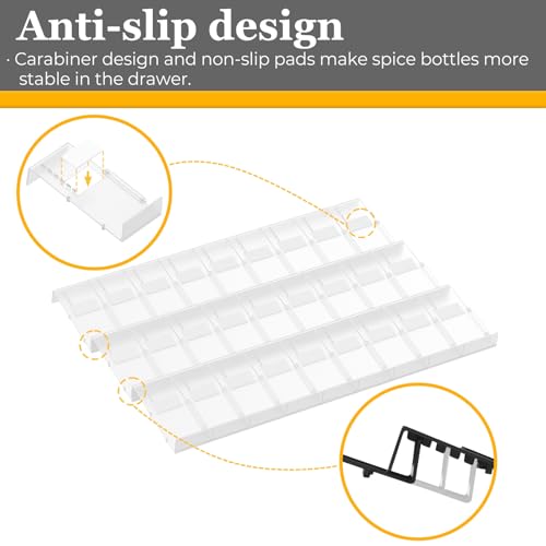 Famhap Spice Drawer Organizer, 36PCS Interlocking Expandable Seasoning Rack Tray Insert for Kitchen Drawers, Spice Rack Drawer for Spice Jars - color: Transparent, size: 36pcs