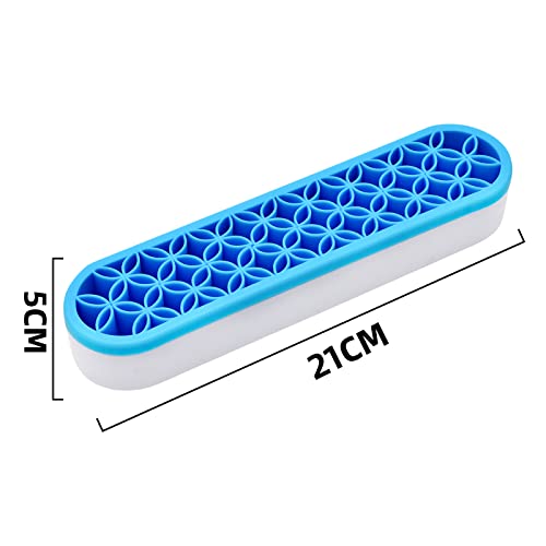 2 PCS Multi-Purpose Cosmetic Storage Box, Desktop Organizers Silicone Make Up Brush Storage Stand Desktop Storage Box for Brush,Eyeliner Pencil,Art Supplies, Painting Brush(Blue) - color: Blue
