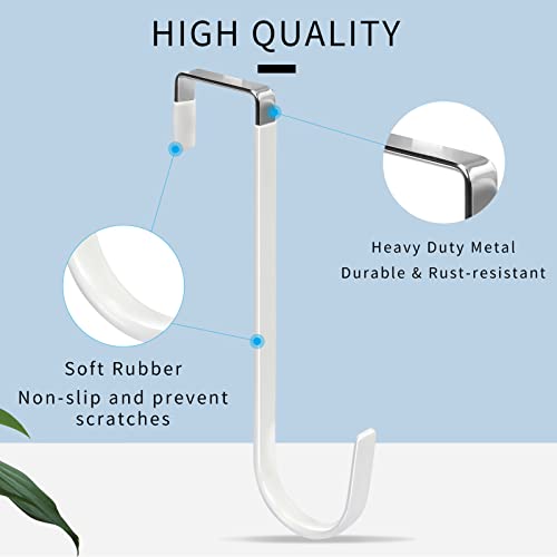 FYY Over the Door Hooks, 4 Pack Upgraded Long Door Hangers Hooks with Rubber Prevent Scratches Heavy Duty Organizer Hooks for Hanging Clothes, Towels, Hats, Coats, Bags White - color: A White, size: Long, style: 4 Pack