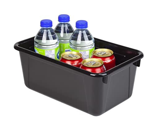Storex Small Cubby Bins – Plastic Storage Containers for Classroom with Non-Snap Lid, 12.2 x 7.8 x 5.1 inches, Black, 5-Pack (62463U05C) - color: Black, style: Bin with Cover