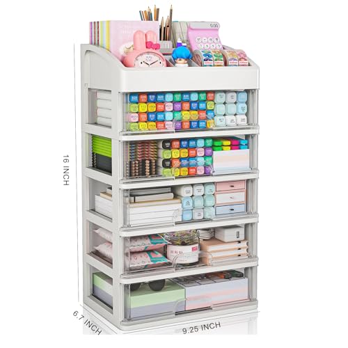 Desk Organizer with Drawers, 5 Drawers Storage Organizer, Desktop Storage Drawers for Office Supplies, Plastic Stationary Organizer, Makeup Organizer, Desk Storage Box for Office, School, Home - color: 6 Layers with 5 Drawers