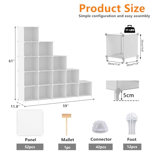 AWTATOS Cube Storage Organizer, 16 Cube Closet Organizer, Stackable Storage Cube Shelves, DIY Portable Closet Clothes Organizer Shelving for Bedroom, Closet, Wardrobe, Bathroom, White - color: White, size: 4x4