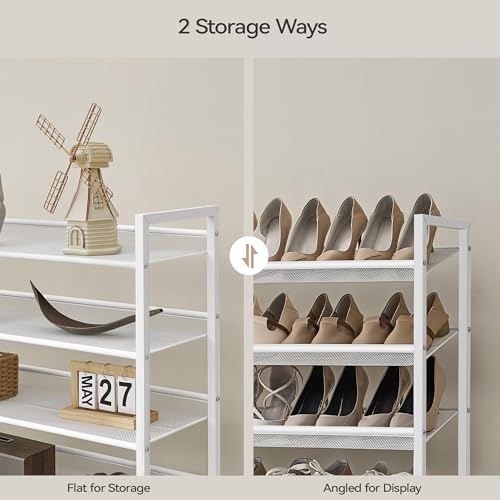 Nunsino Shoe Rack, Long Shoe Organizer,Max Holds 50 Pairs,8 Tier Metal Shoe Storage Shelf,4-Tier Stackable Shoes Organizer for Garage, Entryway,White - color: White, size: 8 Tier