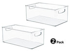 Hudgan 2 Pack Straight Sides Stackable Pantry Organizer Bins for Home Edit - 13.5''L x 7.5''W x 5.5''H - size: 2 XL