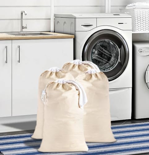 COTTON CRAFT Extra Large Laundry Bags -4 Pack Heavy Duty Durable Cotton Canvas Drawstring Closure Washable Laundry Bag - Back to School Travel College Dorm Basket Liner Clothes Organizer - XL 28 x 36 - size: Laundry Bag / 4 Pack
