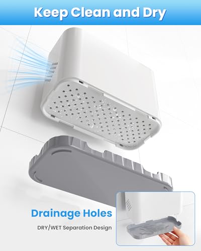 Toothbrush and Toothpaste Holders for Bathrooms Countertop - Detachable 5 Slots Kids Electric Toothbrush Holders Set Wall Mounted with Removable Dividers for Bathroom Decor and Accessories Organizer - color: Whitegrey