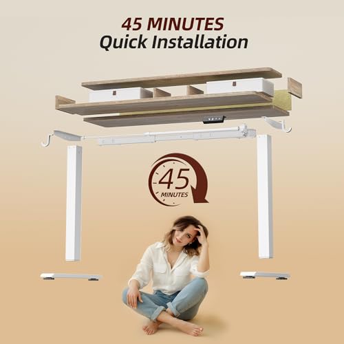 TIQLAB Standing Desk with Two Drawers, Stand Up Standing Desk Adjustable Height, Electric Sit Stand Table with Storage Shelf and Splice Board, 55 * 28 inch, Maple - color: Maple, size: 55*28 inch without keyboard tray