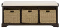 SAFAVIEH Home Collection – Lonan Dark Chocolate Storage Bench with Seat Cushion, 3 Basket Drawers, Coastal Farmhouse Entryway Design (AMH5733F) - color: Dark Chocolate
