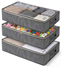 NeatNestly SmartCube Under Bed Storage Bags - 3 Pack Large 39" x 18" x 6" Gray Containers with Reinforced Handles, Foldable Underbed Storage Organizer for Clothing, Blankets & Shoes