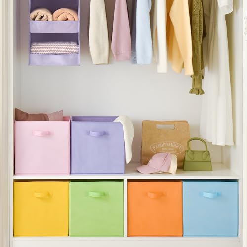 GRANNY SAYS 13 Inch Cube Storage Bins, Colorful Cube Storage Organizer, Fabric Storage Bins, Storage Cubes for Shelves, Closet, Toy Storage Bins for Kids Room, Play Room, Colour, 6-Pack - color: Pastel, size: 13 Inch-6 Pack