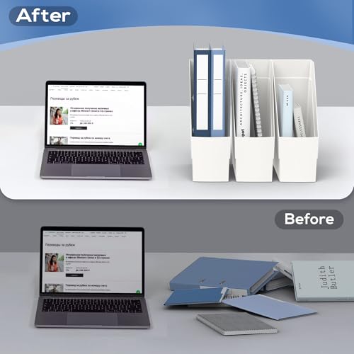 Delifox 3 Pack Magazine Rack, Plastic File Folder Bin Desk Organizer, White - color: 3Pack-White