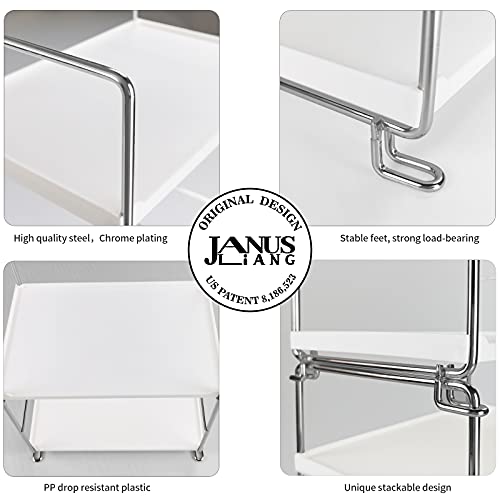 2-Tier Bathroom Countertop, Cosmetics Skincare Organizer Holder for Perfume, Bathroom Counter for Dresser and and Kitchen Vanity Organizer (Sliver) - color: White + Sliver