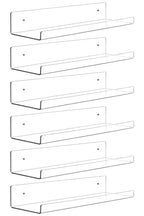 Dezzer 6 Pack Acrylic Shelves for Wall, 15" Clear Acrylic Floating Shelves for Bathroom Bedroom, Invisible Bookshelf Wall Ledge Storage Shelf Books Perfume Toys Action Figure Display Shelves - style: 15 inch 6-pack