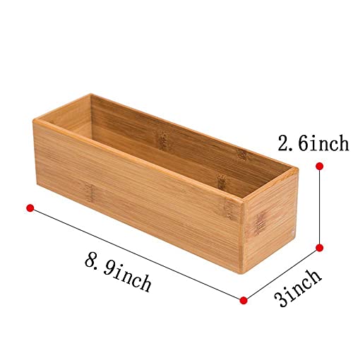 PRATIQUE Bamboo Drawer Organizer - Kitchen Utensil Organizer Silverware Tray Cutlery Holder，Office Desk Supplies and Accessories (8.9x3x2.6 inch) - color: Bamboo, size: 8.9*3*2.6 inch