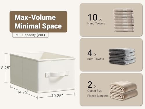 LayerSpace Fabric Storage Bins | Closet Bin Shelf Organizer Shelf Basket | Collapsible Linen Closet Organizer Storage Cube | 14¾"L x 10¼"W x 8¼"H | Storage for Clothes | White & Ivory 3 Pack - color: White & Ivory, size: 3pcs-14.75"x10.25"x8.25"