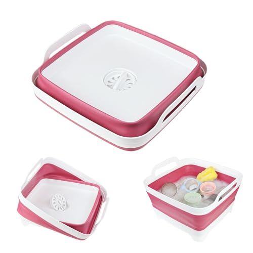 GIMWA Collapsible Wash Basin for Baby Bottles - 2.4 Gallons Portable Dish Basin for RV Camping Sink, Space-Saving Dish Tub For Bottle Washing (Viva Magenta) - color: Viva Magenta
