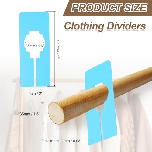PATIKIL 16 Pcs Rectangle Clothes Dividers, 5 Inch Blank Clothing Rack Divider Sorting Clothes Size Reusable Wardrobe Hanger Separator with Pen, Blue - color: Blue