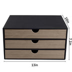 Fashion Multicolor Collocation Leather Desk Organizer File Cabinet Executive Office Supplies Desktop Filing A4 Contract Document Stackable Storage Box with 3 Drawers (Black) - color: Black