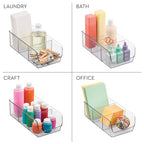 iDesign Stackable 3-Section Divided Storage Bin for Pantry, Fridge, or Cabinet - Set of 2 - Clear - style: Pack of 2