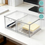 Prsildan Stackable Clear Makeup Organizer Acrylic Storage Drawers with 2 Drawers for Vanity Bathroom Office Desk Modular Drawer System for Cosmetics Jewelry Toiletries Home Organization - style: Style2-2Drawers