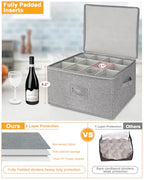 punemi Wine Glass Storage Box, Glassware Storage Containers w/Hard Shell Side Bottom Support & Padded Dividers, Stackable Stemware Storage Case for 24 China Crystal Glasses Drinkware, Moving Supplies - style: Wine Glass Storage 2pcs