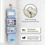 VANDEL Waterproof Hanging Toiletry Bag [TSA-Approved] Hanging Makeup Organizer Bag, Cosmetic Travel Bags for Women, Makeup Case Toiletries Organizer Hygiene Bathroom Shower Caddy - Blue Gingham - color: Blue Gingham