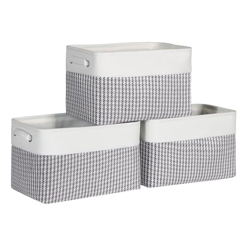 Kntiwiwo Foldable Storage Bin Collapsible Fabric Storage Basket Cube with Durable Handles Closet Organizer Bins for Organizing Shelves Drawers, Set of 3, 15" x 10" x 9.5", Houndstooth - color: Houndstooth, size: 15" x 10" x 9.5"