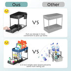 2 Pack Under Sink Organizer with Pull-Out Drawer, 2-Tier Cabinet Storage for Kitchen & Bathroom, Tool-Free Assembly, Fits Cleaning Supplies & Toiletries, Space Saving for Small Cabinets, Black