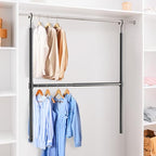 Simple Houseware Adjustable Closet Hanging Rod, Black - color: Black, size: 1 Pack