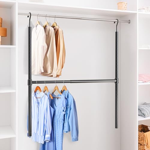 Simple Houseware Adjustable Closet Hanging Rod, Black - color: Black, size: 1 Pack