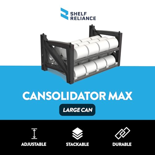 Shelf Reliance Cansolidator Max Large - 1-Pack Can Organizer for Pantry, Stackable Soda Can Storage for Kitchen, Holds 60 Large Cans of Food - size: 1 Pack, style: 28 Large Can
