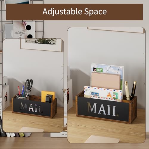 YINMIT Desk Mail Organizer, Wall Mount Mail Holder with 2 Slots, Mail Holder for Desk, Desk Mail Basket, Mail Organizer Countertop, Envelope Holder - color: Rustic Brown - Style B