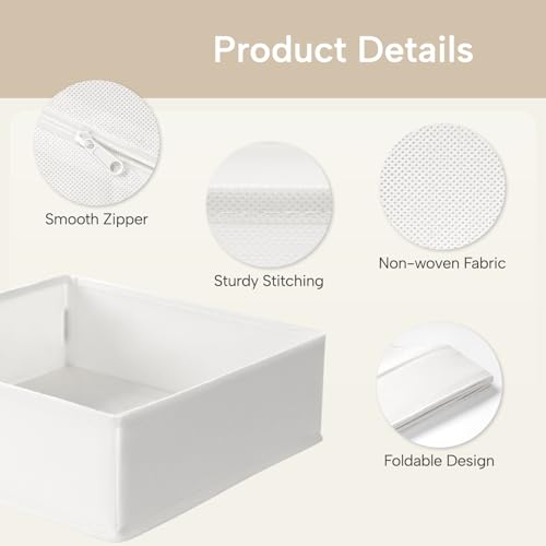 Criusia Underwear Sock Drawer Organizer Dividers 8 Set, Foldable Dresser Closet Organizers and Storage Bins for Baby Clothing, Sock, Underwear, Bra, Ties, Scarf (White) - color: White