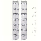 2 Pcs Over The Door Shoe Organizer 14 Large Pocket Hanging Shoe Rack for Closet Organizers And Storage, White