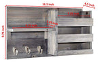 Spiretro Wall-Mounted Key Holder Hooks - Rustic Wood Weathered Grey & Black - Entryway Organizer for Mail, Leashes, and Purses - Floating Shelf, 16.5” W x 9.75" H x 4.5” D - color: Weathered Grey & Black Organizer & Wood Shelf