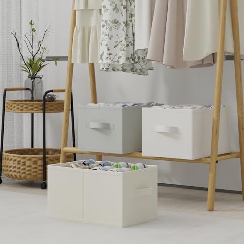 2 Pack Cube Shoe Organizer, Fits Up to 24 Pairs, Foldable Space-saving Storage Container Bins, Closet Organizers System with Reinforced Handles, 16.5 x 12.6 x 10.2 In, Beige, XSNX02BE-2 - color: Beige