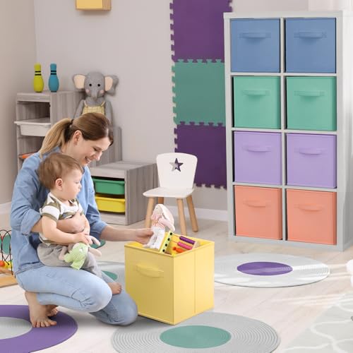 Sorbus 13 Inch Storage Bins - Sturdy Collapsible Fabric Storage Cubes with Handle - 12 Foldable Baskets for Organizing Clothes, Toys, Books - Storage Baskets for Shelves, Closets - color: 12 Pack Pastel Multi-Color, size: 13 Inch