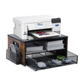Printer Stand,Desktop Printer Stand with 2-Tier Storage Shelves for Home Office，Desk Organizer with Drawer and 2 Pen Holders for Fax Machine Scanner Files