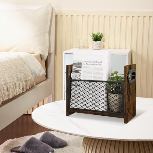 YINMIT Magazine Holder, Magazine Rack for Desktop and Home Office, Farmhouse File Storage Basket for Letters, Magazines, Books, Newspapers (Small) - size: Small