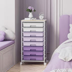 SYKIARIOL Rolling Cart with Drawers,Utility Cart With 8 Drawers and Wooden Tabletop for Living Room,Classroom,Bedroom,Bathroom,Dorm,Office,Purple - color: Purple