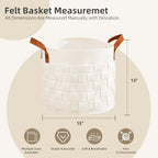 BOLDMONKEY Blankets Basket 15" x15 " x13 " 2 Pack, Round Laundry Hamper with Leather Handle, Soft Dog Toy Basket for Storage-Beige - color: Beige
