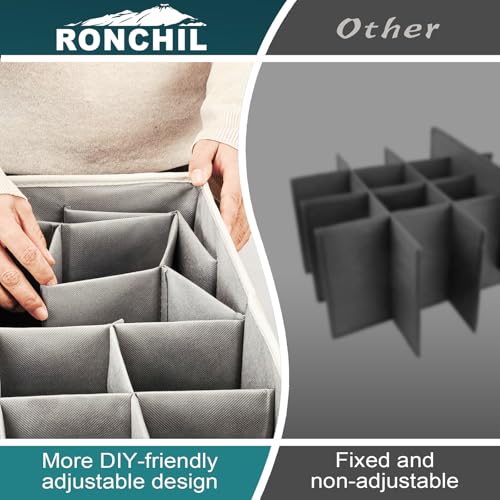 Shoe Organizer for Closet, Foldable Shoe Storage Bins with Clear Cover, Space Saving Shoes Holder with 4 Handles, Large Adjustable Shoe Box Storage Containers, Fits 12-24 Pairs, 1 Pack, Beige - color: Beige and Grey, size: (1 Pack) 25 ½"L x 17"W x 12 ½"H