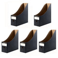 Foldable Desk File Holder Organizer Sturdy Cardboard Magazine Storage Box Document Rack with Blank Label Stickers for Home School Office (5, Matte Black) - color: Matte Black